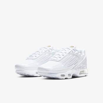 Nike Air Max Plus 3 - Nagyobb Gyerek Utcai Cipő - Fehér/Szürke/Fehér